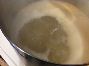 The wort boiling before extract and sugar added